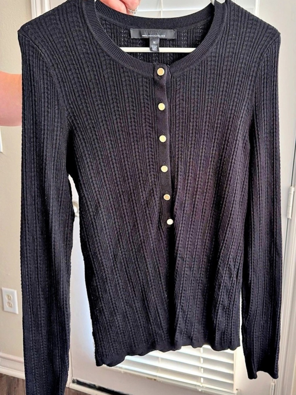 White House Black Market Ribbed Button Front Sweater Size Medium Like New